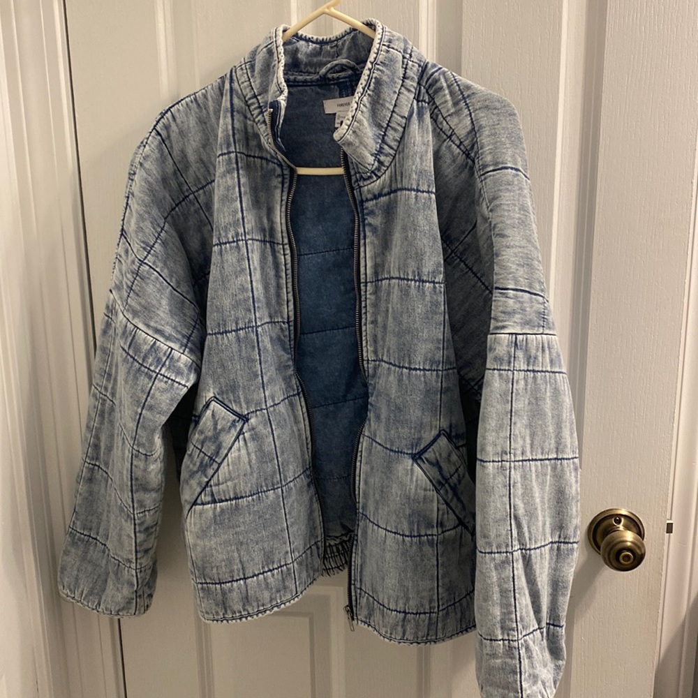 Forever 21 oversized quilted jean jacket